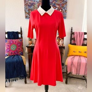 Red Dress with White Collar😻